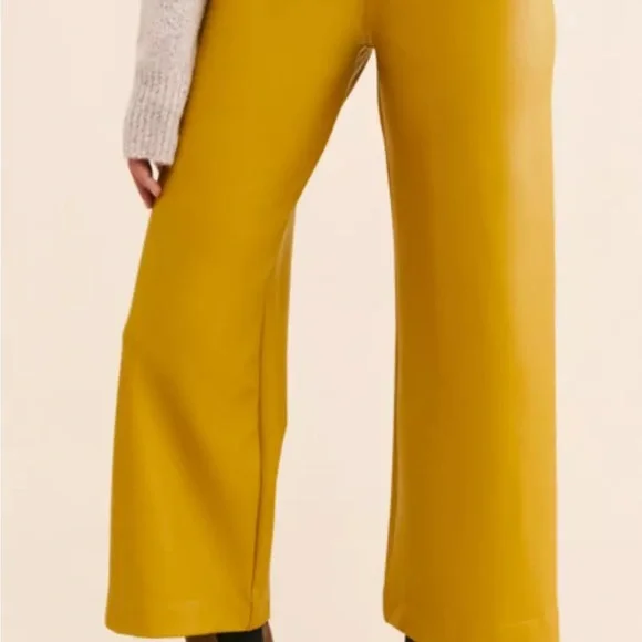 Maeve By Anthropologie The Colette Faux Leather Wide Leg Cropped Pants Sz 31 - Picture 9 of 11
